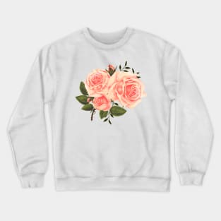 Watercolor Peach Roses, Botanical Illustration, Floral Arrangement Aesthetic Crewneck Sweatshirt